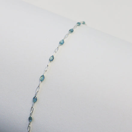 Benedetta Permanent Jewelry Chain, Opal Enamel Design, Cable Links, Available in Gold Filled and Sterling Silver