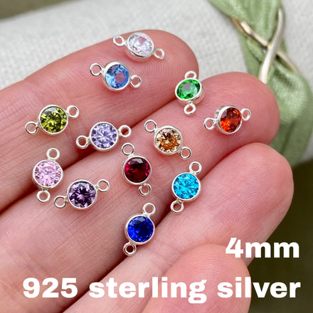Luxe 4mm Birthstone Connectors Round - Sterling Silver - B41S - Luxe Colors