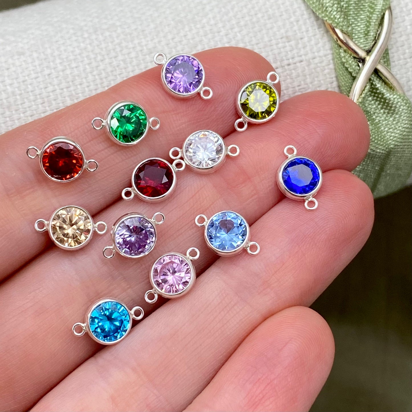 Luxe 6mm Birthstone Connectors - Sterling Silver - B45S - Luxe Colors