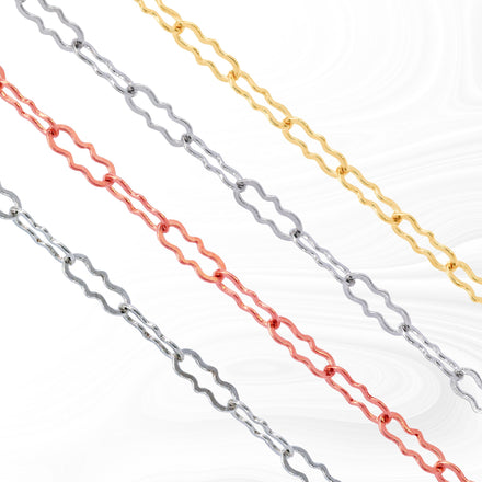 Hannah Permanent Jewelry Chain, Crinkled Paperclip Design and Links, Available in Gold Options and Silver