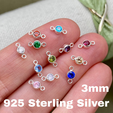 Luxe 3mm Birthstone Connectors - Sterling Silver - B44S - Luxe Colors
