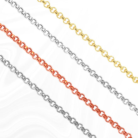 Nicole Permanent Jewelry Chain, Rolo Design, Uniform Round Links, Available in Gold Filled and Silver