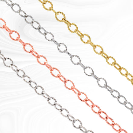 Ruby Permanent Jewelry Chain, Cable Design, Large Open Links, Available in Gold Options and Silver