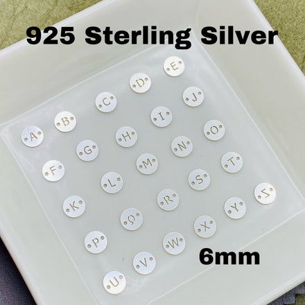 Round Letter Connectors 6mm - Sterling Silver - L33S