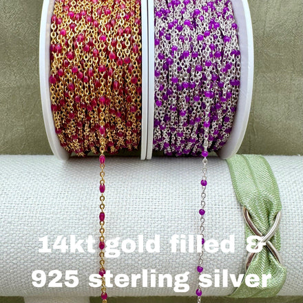 Fuchsia Purple Enamel Chain - Dot Cable - E5