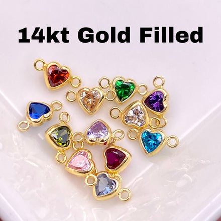 Luxe Heart Birthstone Connectors - Gold Filled - B39G - Luxe Colors
