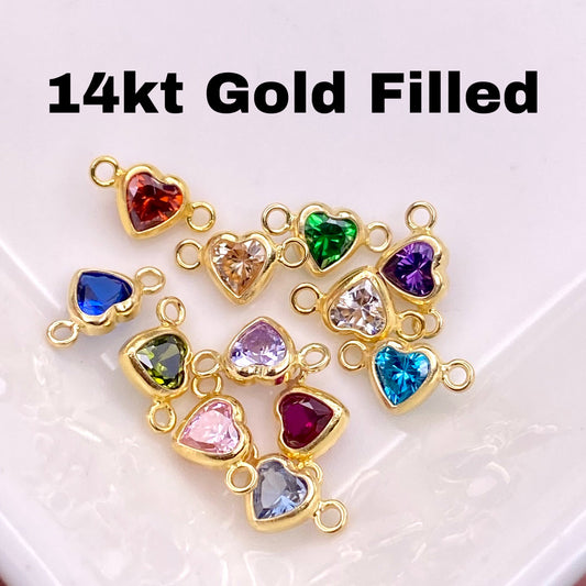Luxe Heart Birthstone Connectors - Gold Filled - B39G - Luxe Colors