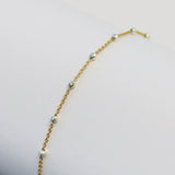 Teresa Permanent Jewelry Chain, Silver Bead Design, Cable Links, Available in Gold Filled with Sterling Silver Beads