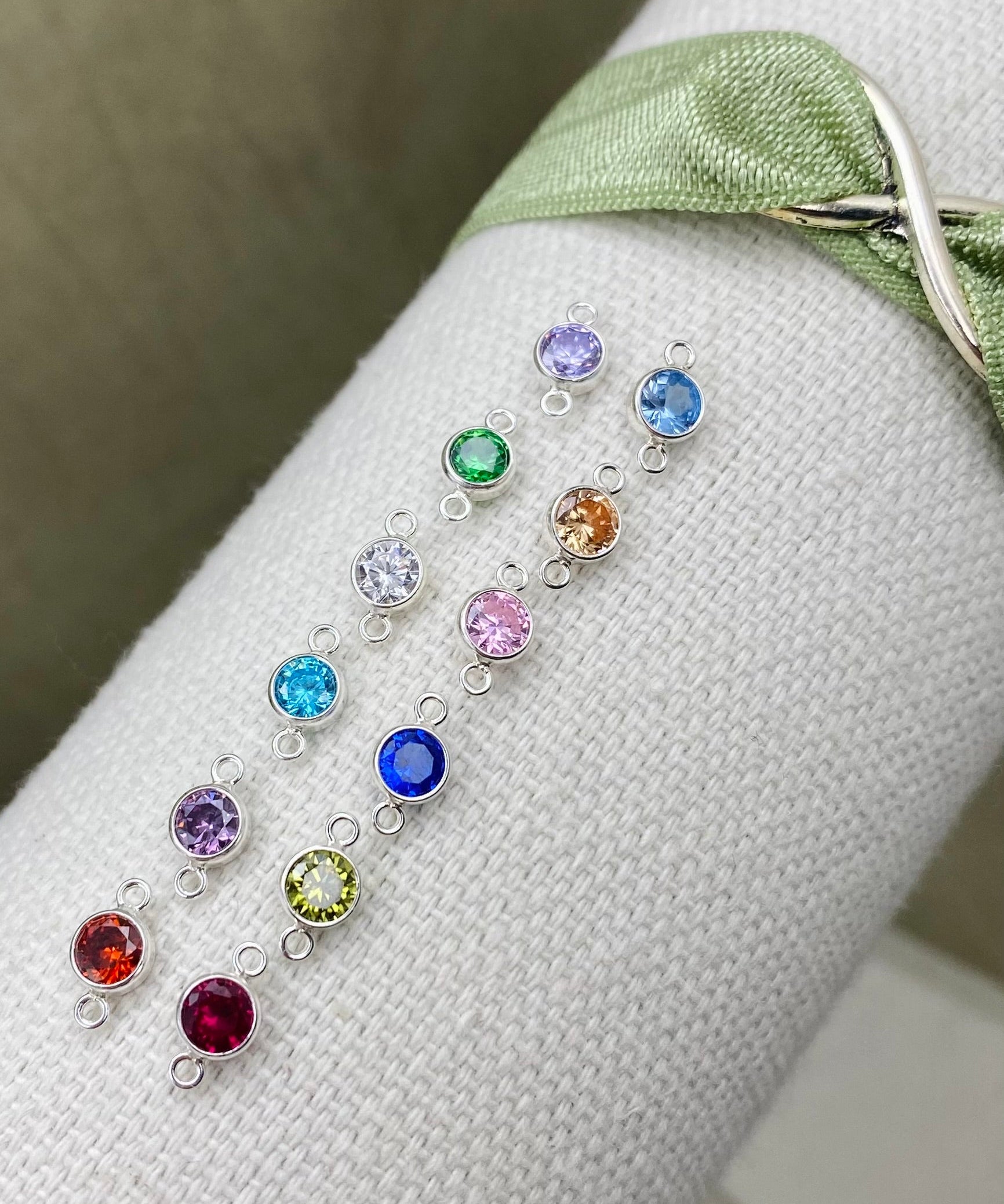 Luxe 6mm Birthstone Connectors - Sterling Silver - B45S - Luxe Colors