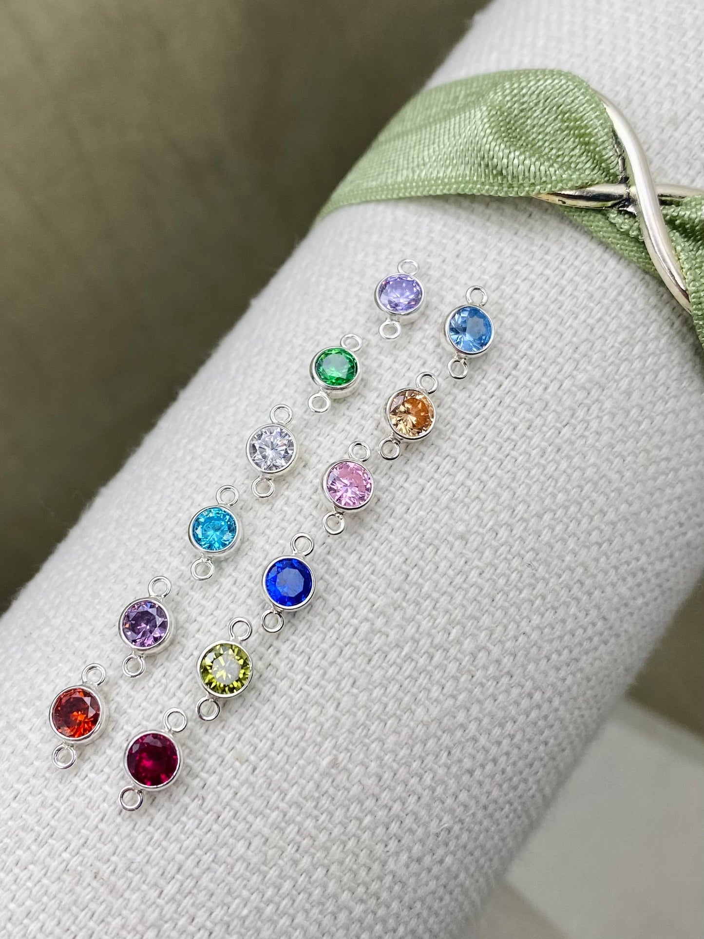 Luxe 6mm Birthstone Connectors - Sterling Silver - B45S - Luxe Colors