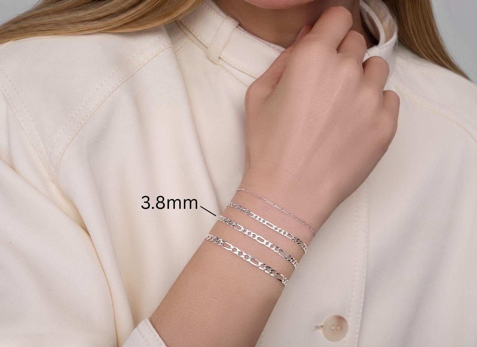 Ultra Flat Figaro Chain - 3.8MM |  Sterling Silver
