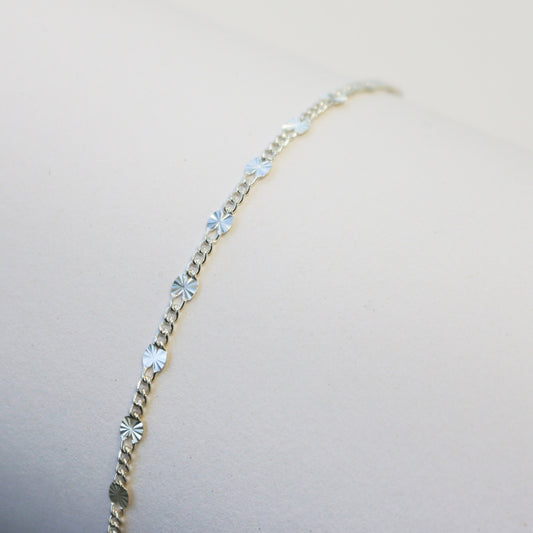 Angelica Permanent Jewelry Chain, Figaro Design, Starburst Links, Available in Gold Filled and Silver