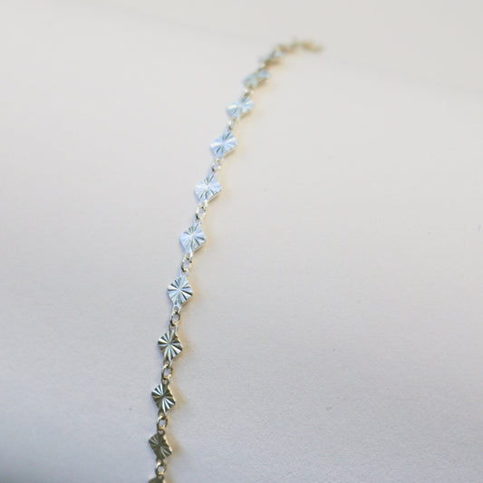 Antonella Permanent Jewelry Chain, Diamond Disc Design, Rolo Links, Available in Sterling Silver