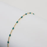 Silvia Permanent Jewelry Chain, White Enamel Design, Cable Links, Available in Gold Filled and Sterling Silver