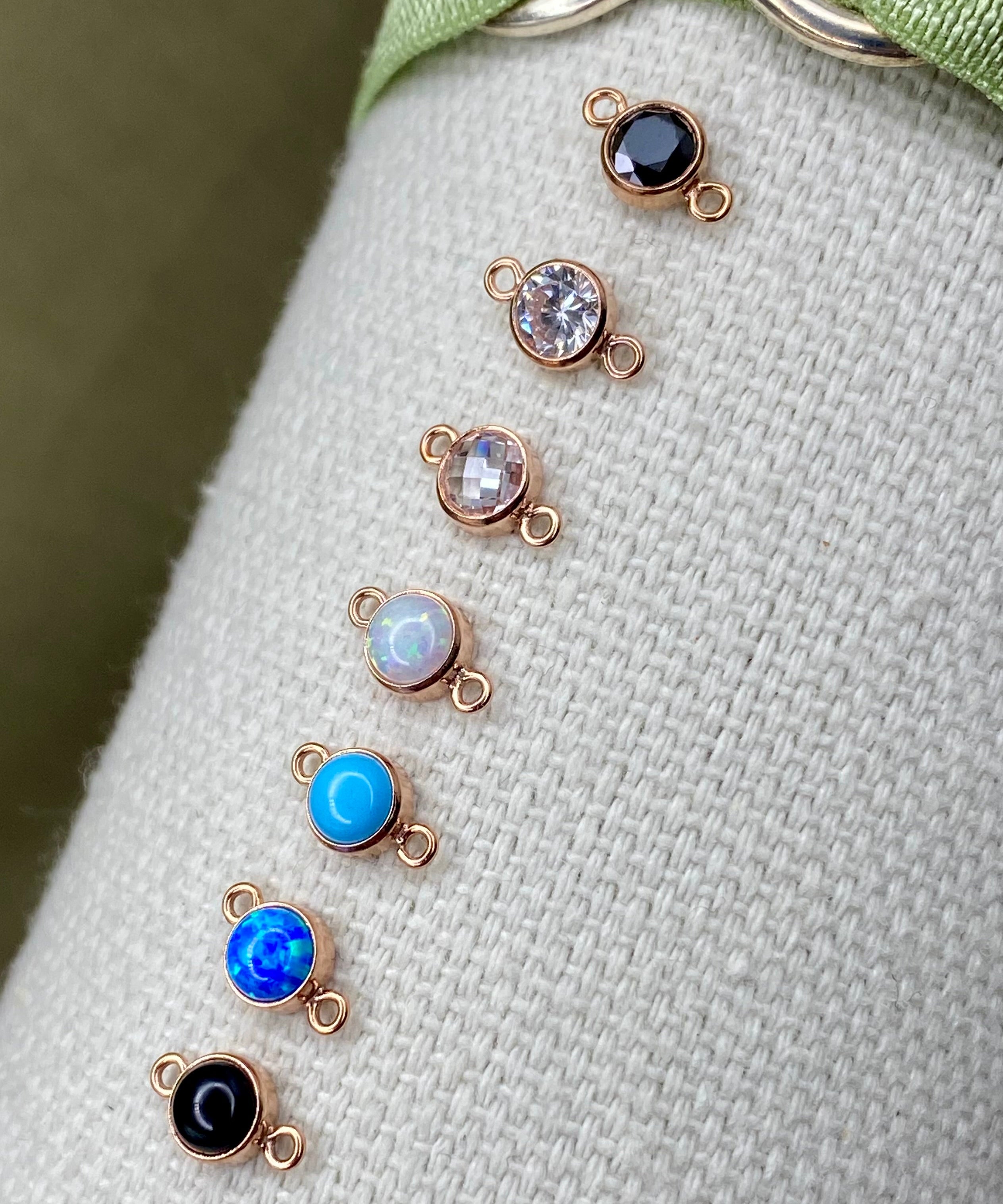 4mm Rose Gold Filled CZ Connectors - 3 Pack/7 Pack - S14