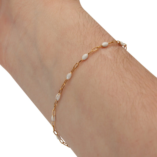 Pure White Paperclip Enamel Gold Fill Chain, 1.5MM, Chain for Permanent Jewelry