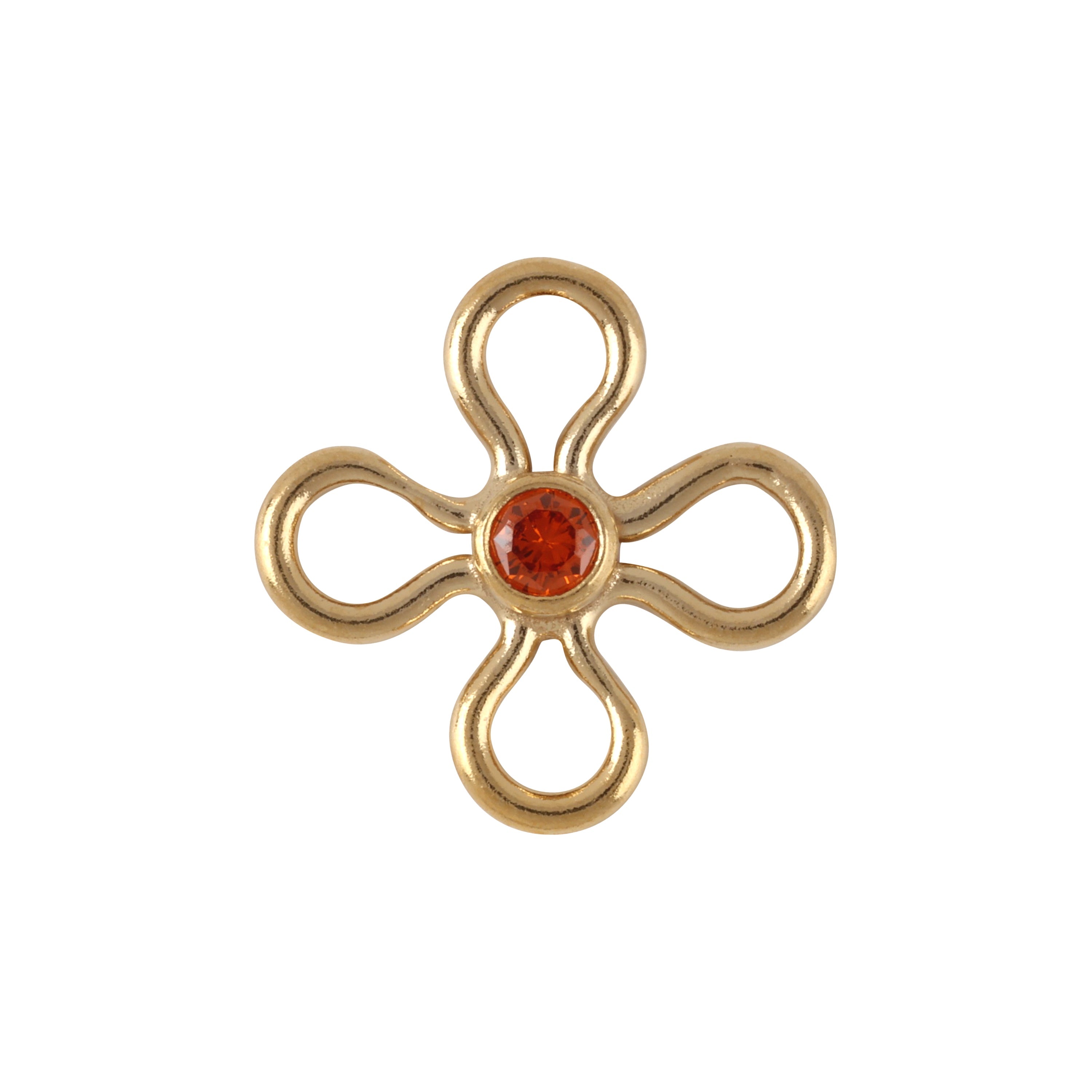 Flower Connector with Colored Stone for Permanent Jewelry - 7.5MM