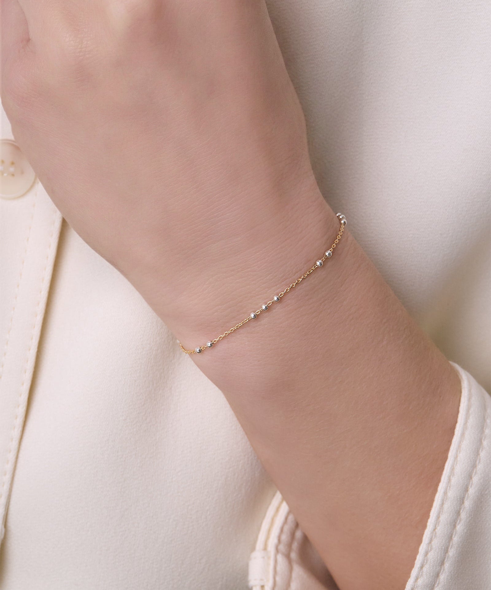 3+2 Satellite Chain - 1.1MM with 2MM Beads | Mixed Metal