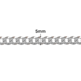 Ultra Flat Curb Chain - 5MM | Sterling Silver