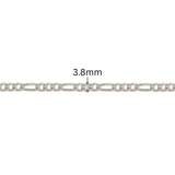 Ultra Flat Figaro Chain - 3.8MM |  Sterling Silver