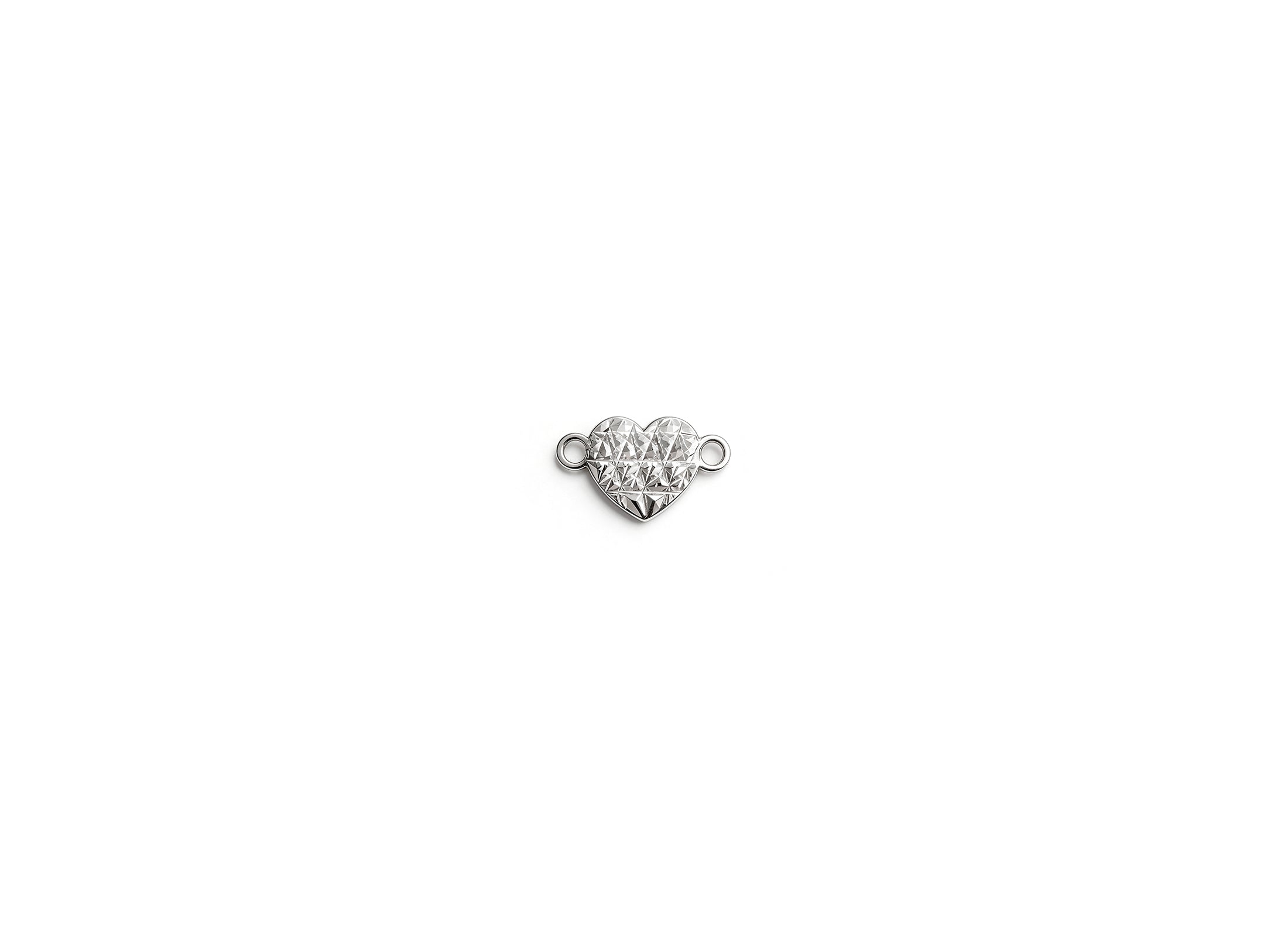 Diamond Cut Heart Connector - 9.2MM x 5.6MM | Sterling Silver