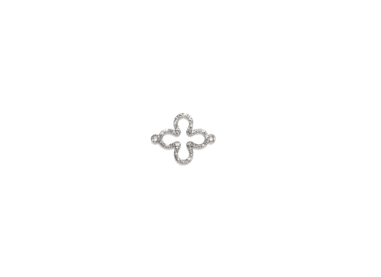 Diamond Cut Clover Connector - 12MM x 15MM | Sterling Silver