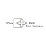 Diamond Cut Clover Connector - 12MM x 15MM | Sterling Silver