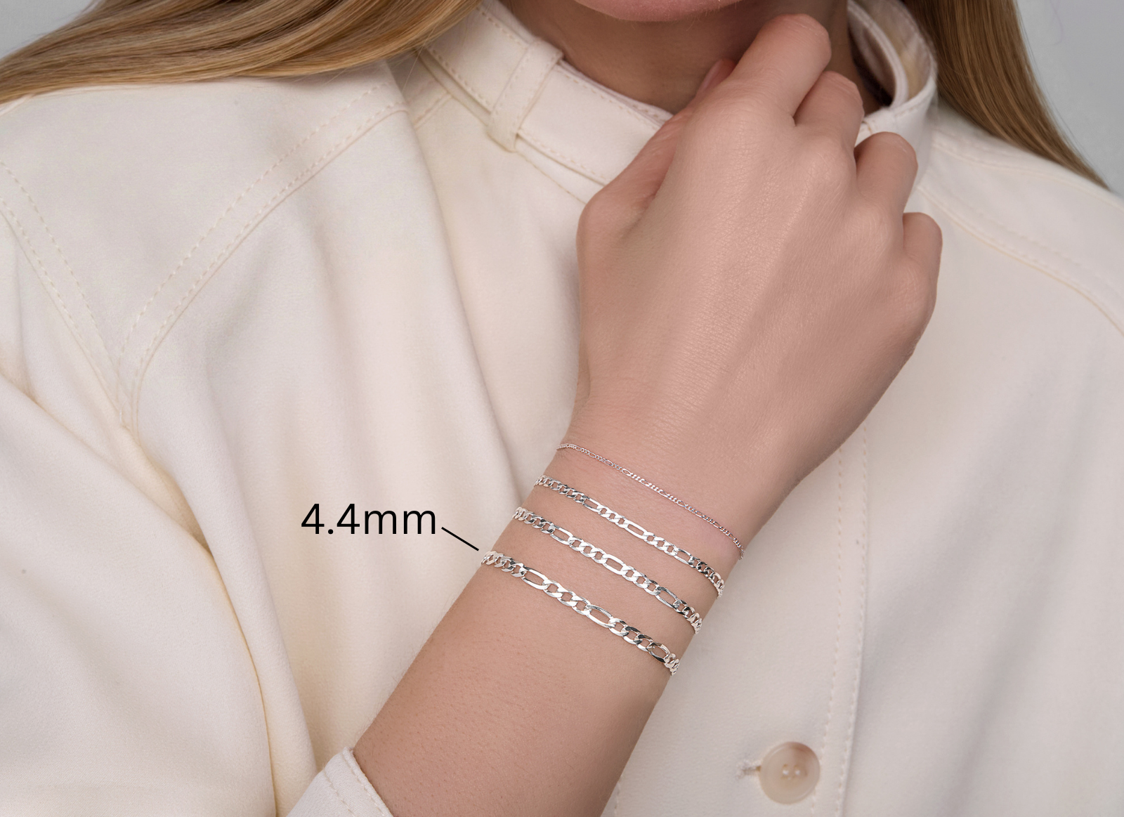 Ultra Flat Figaro Chain - 4.4MM | Sterling Silver