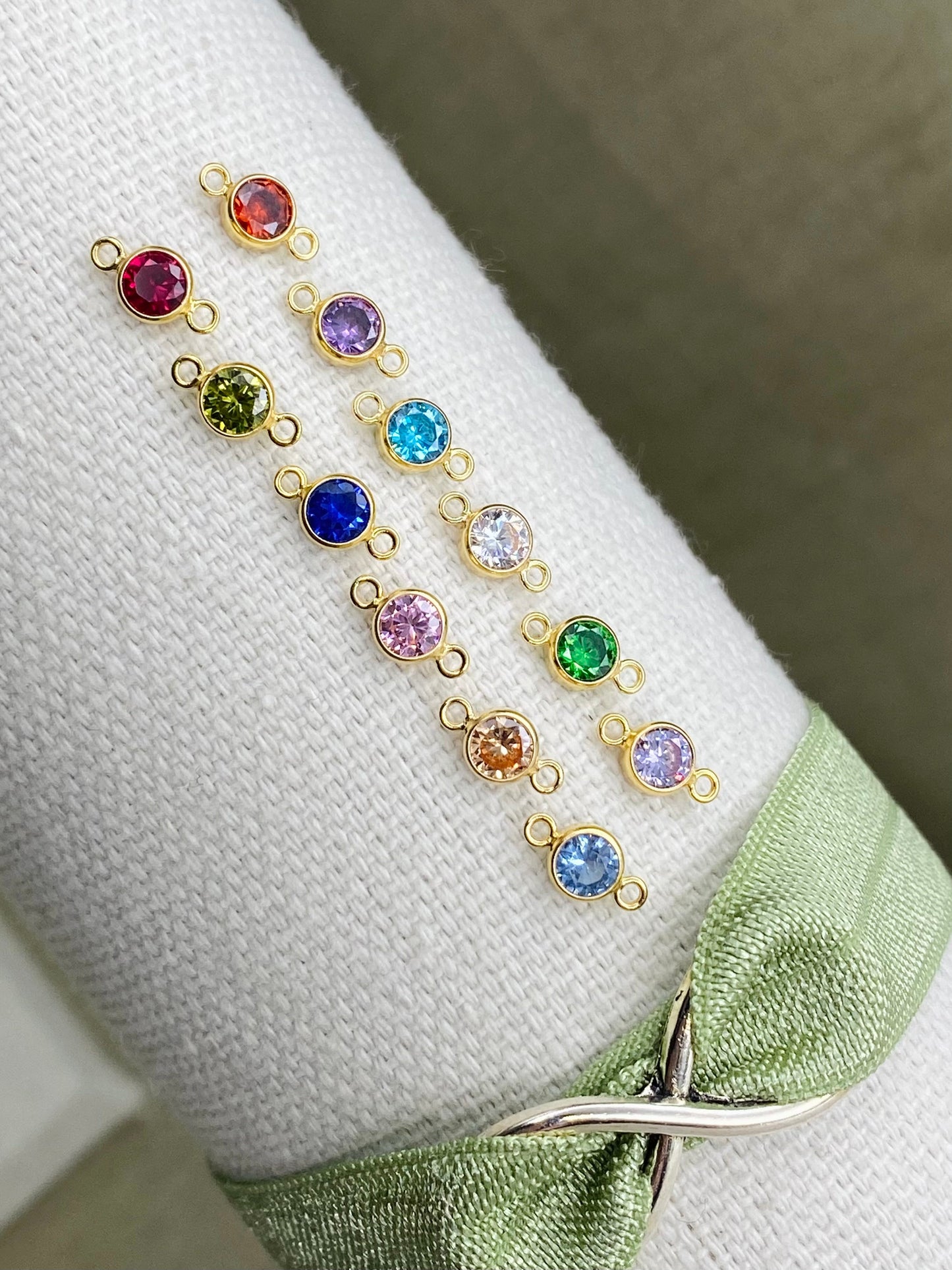 Luxe Flatback Birthstone Connectors 4mm - Gold Filled - B46G - Luxe Colors