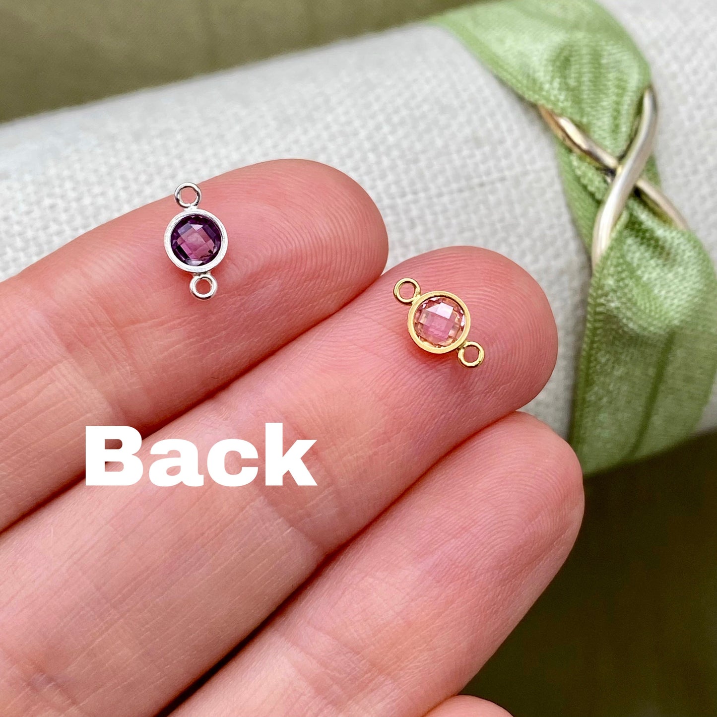 Luxe Flatback Birthstone Connectors 4mm - Sterling Silver- B46S - Luxe Colors