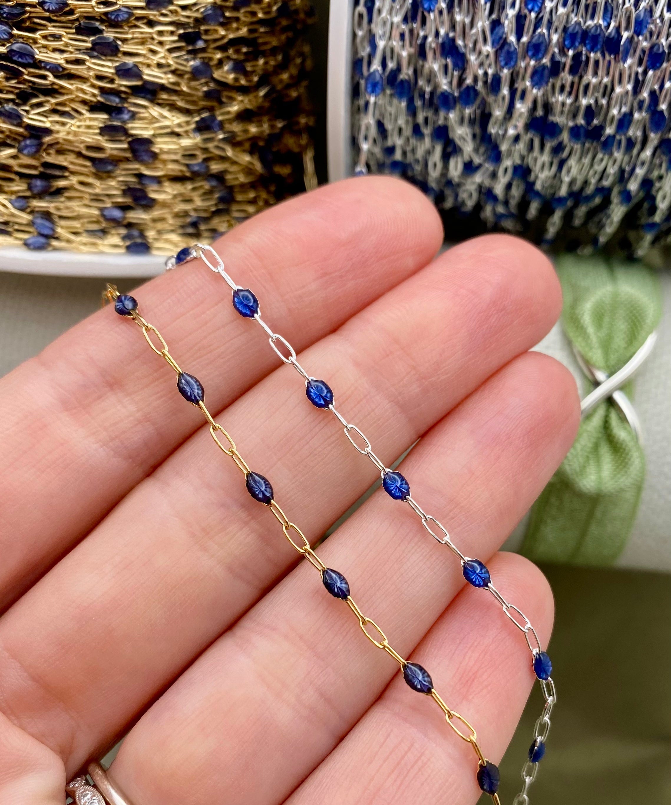 Cobalt Blue Enamel Chain - Sunburst - E26