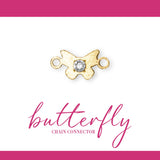 Butterfly Connector | 14K Gold Filled Yellow | 8.7mm | White Gemstone | 4pk