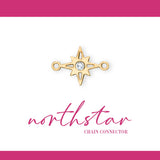 Northstar Connector | 14K Gold Filled Yellow | 10mm | White Gemstone | 4pk