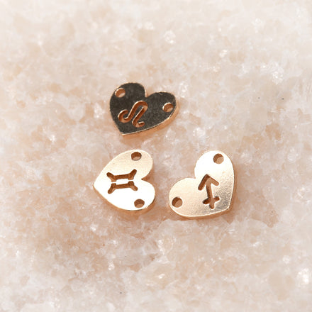 Zodiac Heart Connectors | 7.8mm | 14K Gold Filled Yellow