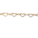 Ella Permanent Jewelry Chain, Flat Heart Design, Flat Heart Links, Available in Gold Options