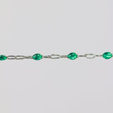 Silvia Permanent Jewelry Chain, White Enamel Design, Cable Links, Available in Gold Filled and Sterling Silver