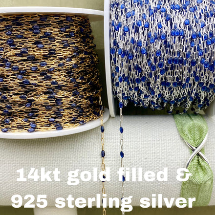 Cobalt Blue Enamel Chain - Sunburst - E26