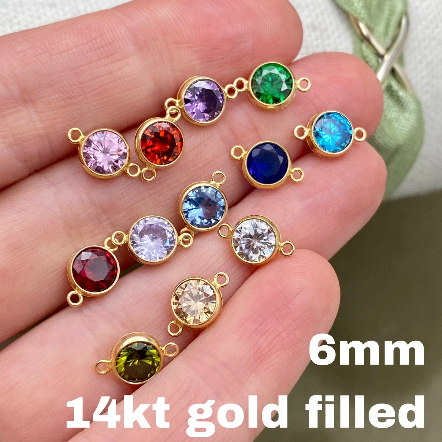 Luxe 6mm Birthstone Connectors - Gold Filled - B45G - Luxe Colors