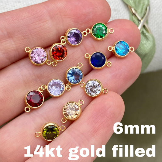 Luxe 6mm Birthstone Connectors - Gold Filled - B45G - Luxe Colors