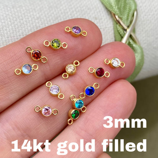 Luxe 3mm Birthstone Connectors - Gold Filled - B44G - Luxe Colors