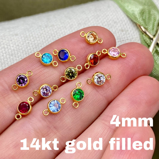 Luxe 4mm Birthstone Connectors Round - Gold Filled - B41G - Luxe Colors
