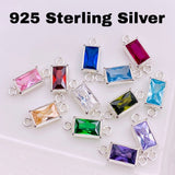 Luxe Baguette Rectangle Birthstone Connectors - Sterling Silver - B42S - Luxe Colors