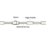 Alternating Diamond Cut Paperclip Chain - 4MM | Sterling Silver