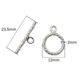 Twisted Toggle Clasp – 13mm with 23.5mm Bar | Sterling Silver