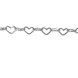 Ella Permanent Jewelry Chain, Flat Heart Design, Flat Heart Links, Available in Gold Options