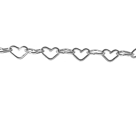 Ella Permanent Jewelry Chain, Flat Heart Design, Flat Heart Links, Available in Gold Options