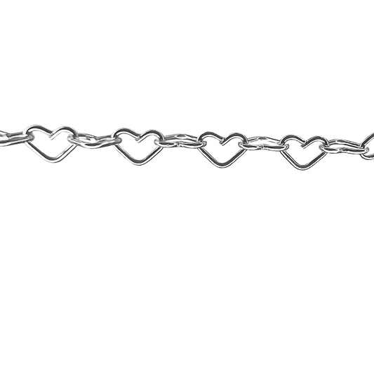 Ella Permanent Jewelry Chain, Flat Heart Design, Flat Heart Links, Available in Gold Options