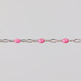 Silvia Permanent Jewelry Chain, White Enamel Design, Cable Links, Available in Gold Filled and Sterling Silver