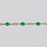 Silvia Permanent Jewelry Chain, White Enamel Design, Cable Links, Available in Gold Filled and Sterling Silver