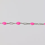 Silvia Permanent Jewelry Chain, White Enamel Design, Cable Links, Available in Gold Filled and Sterling Silver